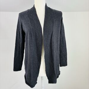 Talbots Petite Women S Pure Italian Merino Cardigan Sweater Gray Open Academia